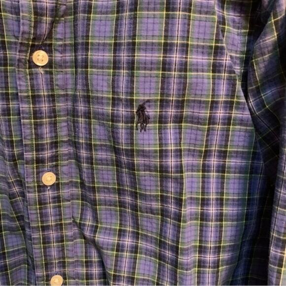 Ralph Lauren Boys Plaid Blue Embroidered Pony Long Sleeve Shirt Size 7 Button Up - Picture 4 of 4